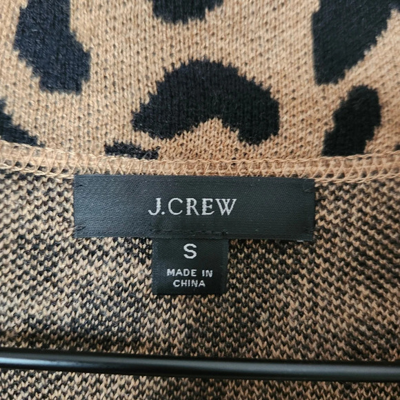 J.Crew | Sophie Open Front Merino Wool Blend Sweater Blazer in Leopard - Size S - Picture 9 of 10